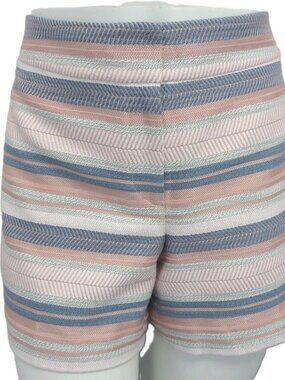ANN TAYLOR SIGNATURE MULTICOLOR TEXTURED STRIPE PRINT FIT SHORTS SIZE: 16 NWT